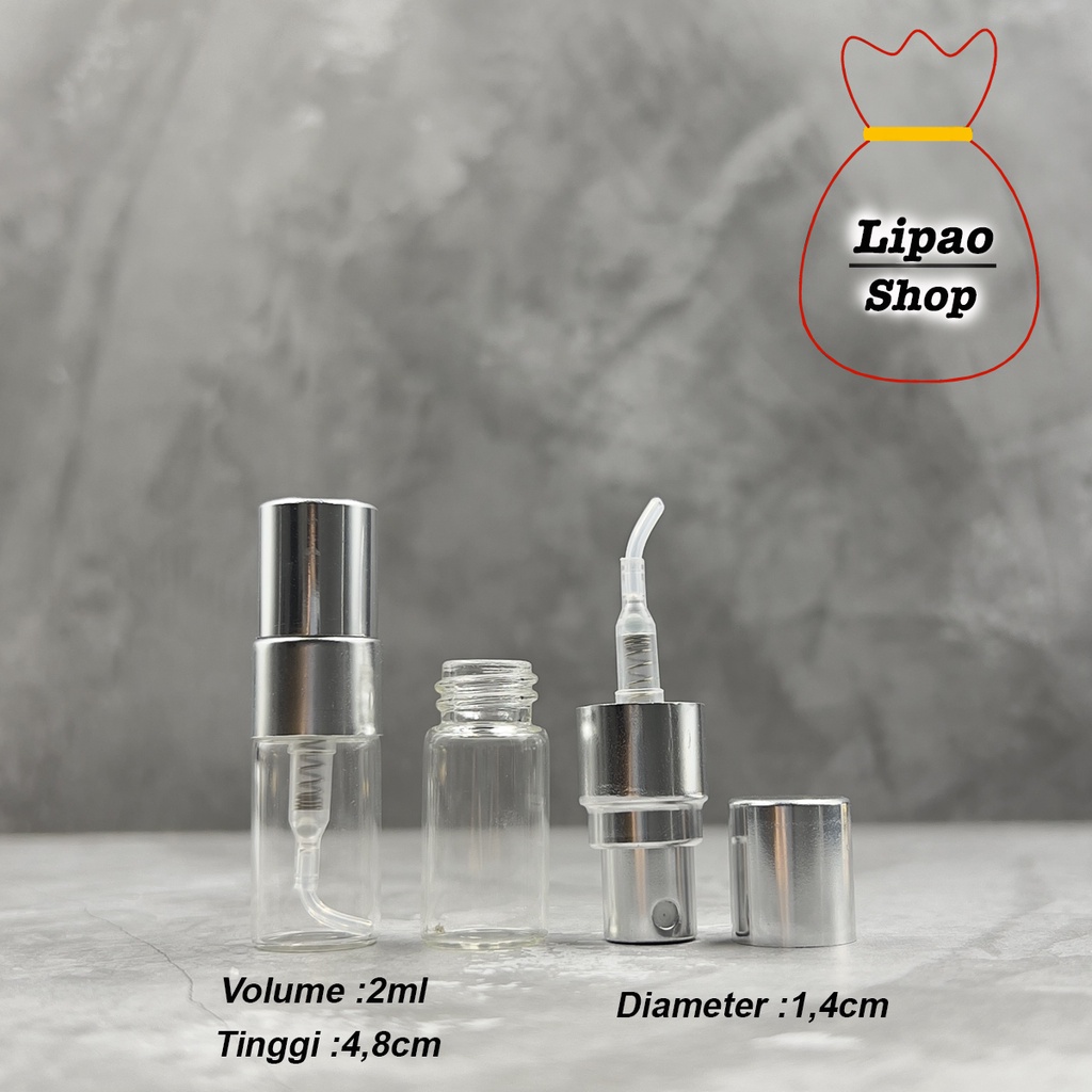 Botol Spray Kaca 2ml Tutup Aluminium - Parfum Refillable Travel Decant Model Pen | Botol Parfum