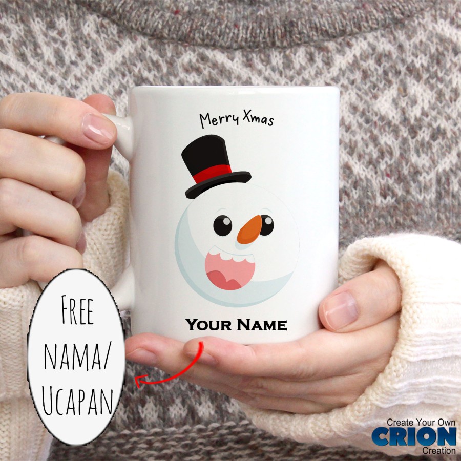 Mug Karakter Natal Christmas Hadiah / Kado / souvenir bisa custom Nama