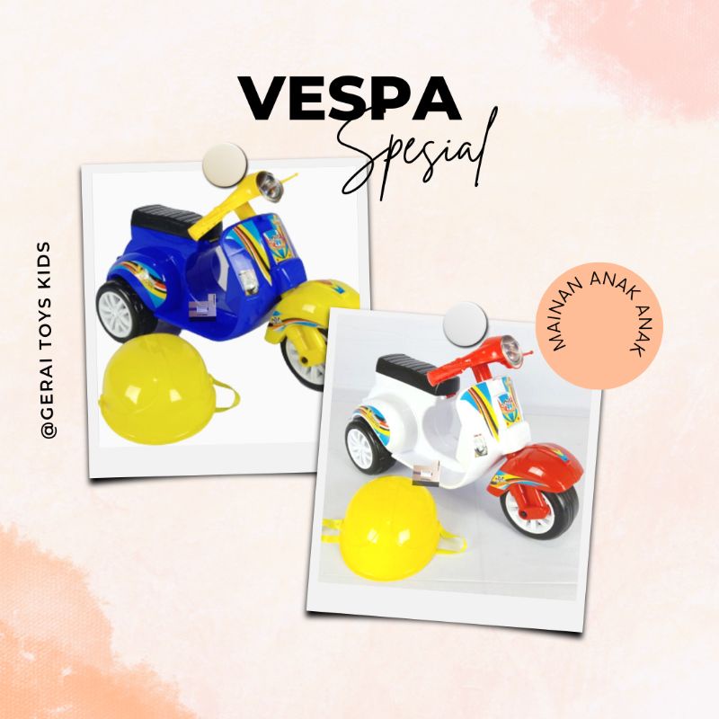 MAINAN MOTOR VESPA RODA 3 LED + MUSIK