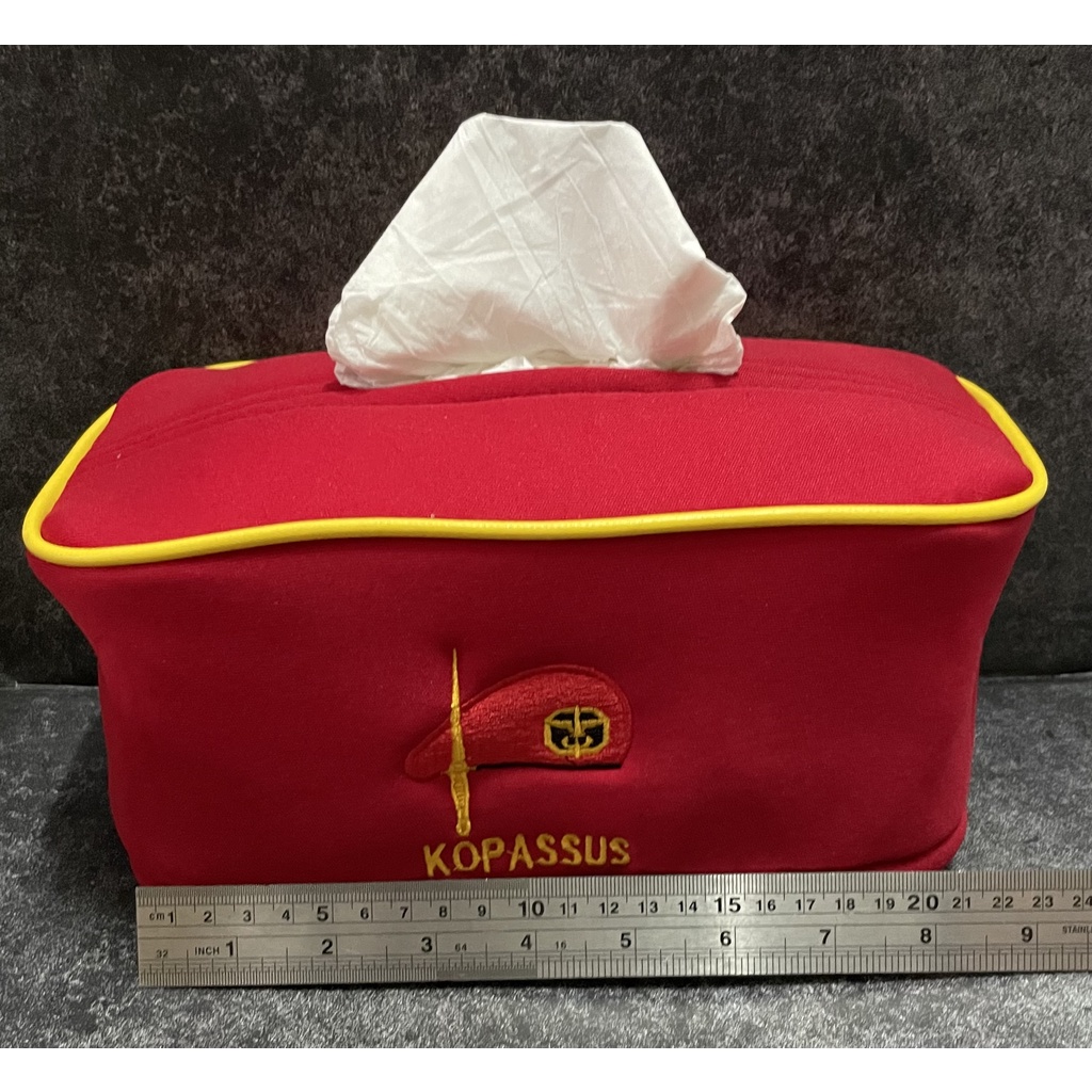 Kotak Tissue Kopassus (Merah) - Tempat Tissue Mobil - Tissue Box Kopassus Baret