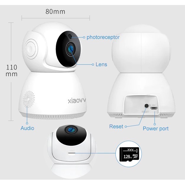 Xiaovv Kamera CCTV WiFi PTZ Smart Camera 2K - XVV-3630S-Q8 - White