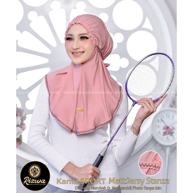 (Rizwa Hijab) KANIA SPORT •kerudung instan jersey•bergo simpel kerut tali