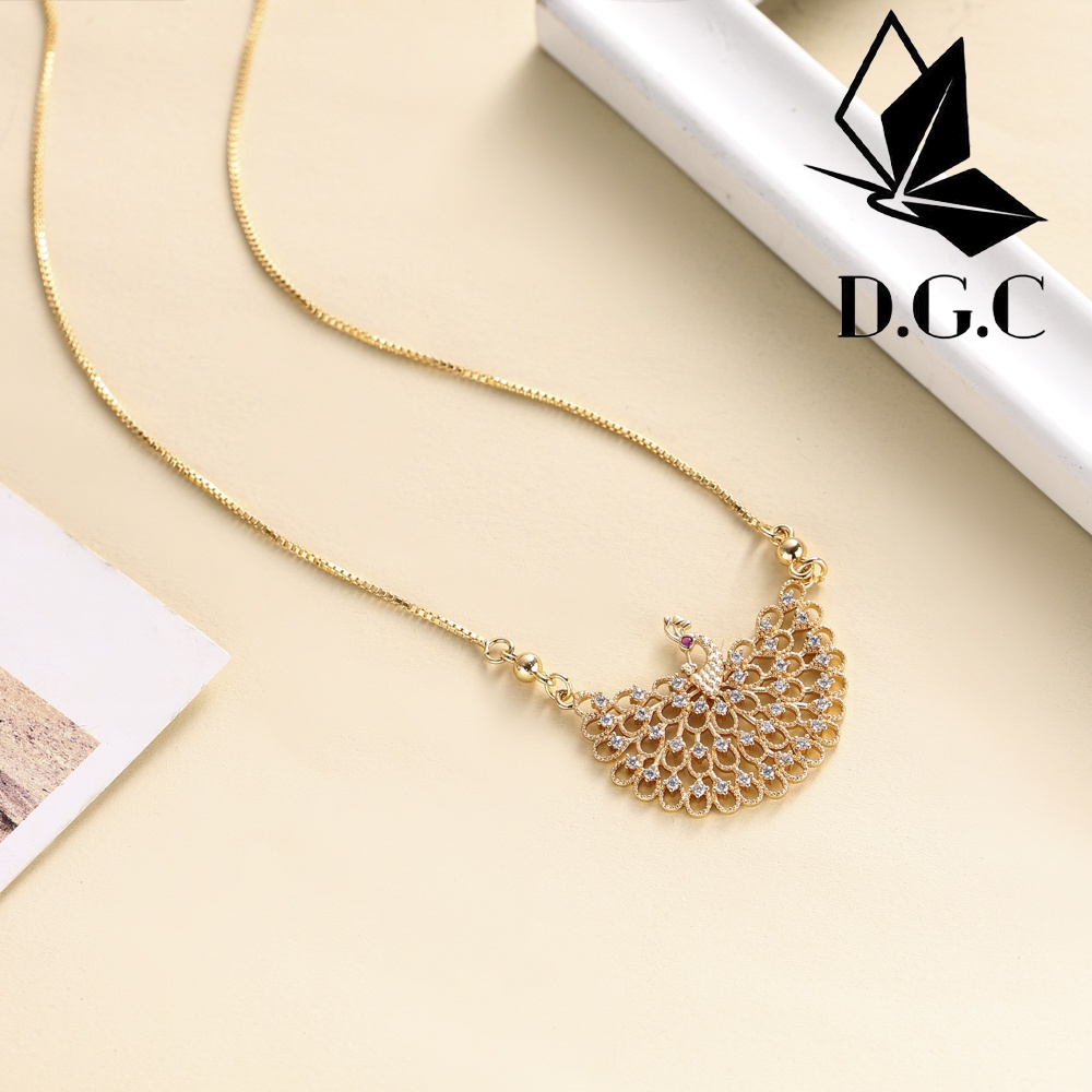 ✨D.G.C✅Kalung Rantai Titanium Wanita Lapis Emas Mewah Berlian Liontin Aksesoris Pesta Cantik Jewelry Perhiasan D128