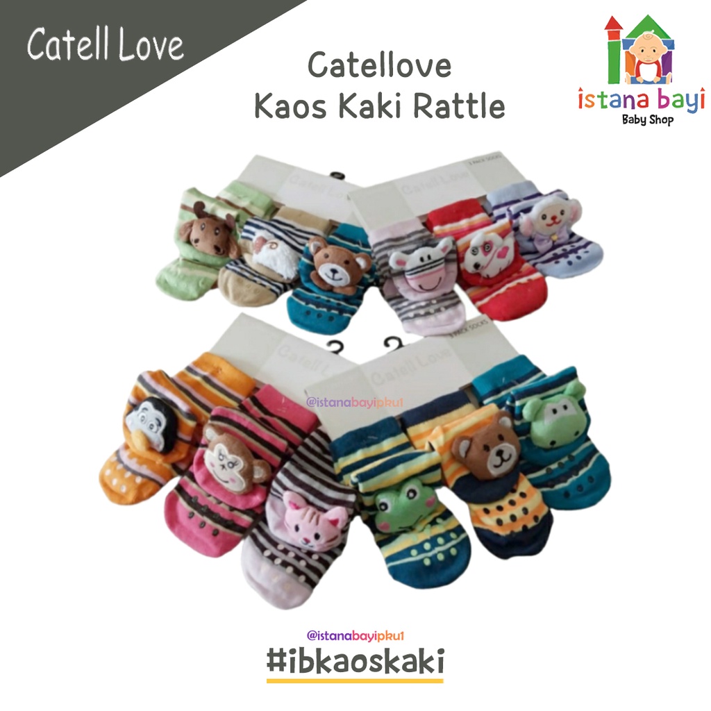 Catell Love Kaos Kaki isi 3 BOY &amp; GIRL - Kaos Kaki Rattle isi 3 Pasang - Kaos kaki Bayi