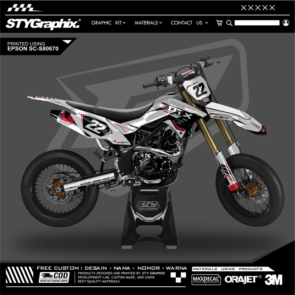 DECAL DTRACKER PUTIH HITAM CUSTOM NOMOR DAN NAMA