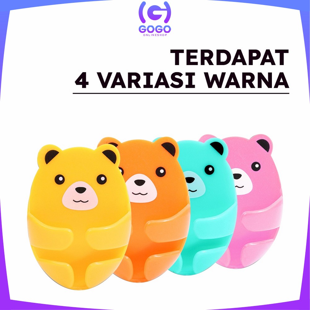 GOGO-C536 Gantungan Tempel Dinding Bear 4IN1 Plug Hook Serbaguna / Gantungan Kamar Mandi Tempel Kepala Colokan Motif Beruang / Plug Hug Bear