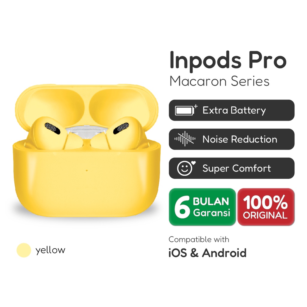 Official Inpods 13/3 Pro Yellow Headset Bluetooth TWS IOS &amp; Android