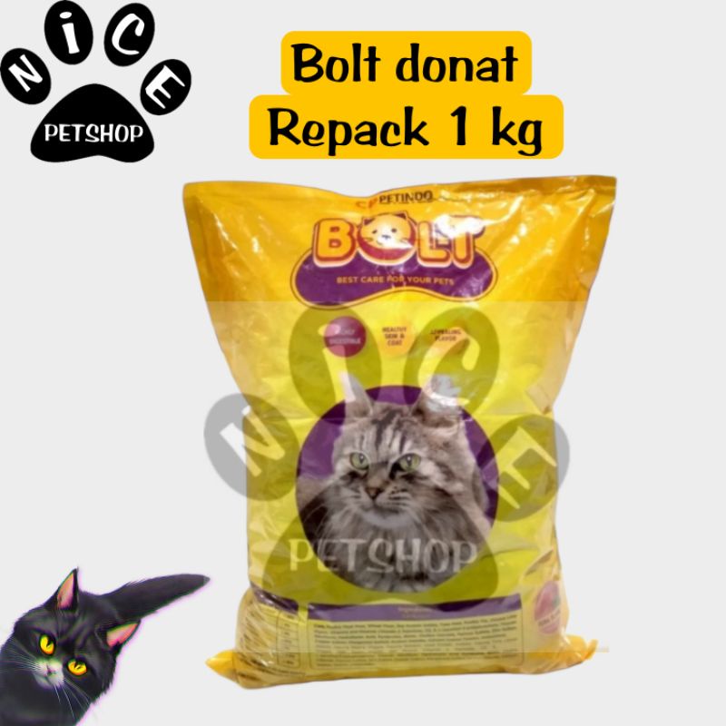 Bolt cat Repack 1kg /bolt Donat  makanan Kucing Repack 1kg