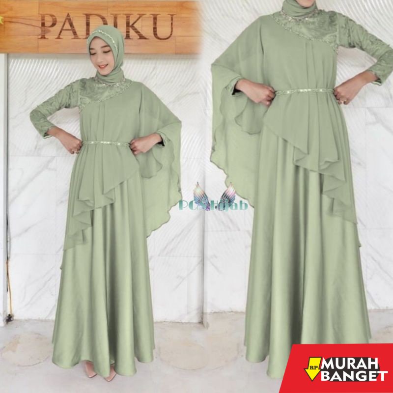 model gamis kombinasi polos terbaru 2022 RIZKIYA MAXY TILE DRESS BROKAT KONDANGAN MODERN WARNA SAGE GREEN GAMIS BISA 10 LOOK DRESS WISUDA GAUN TUNANGAN GAMIS REMAJA MUSLIMAH