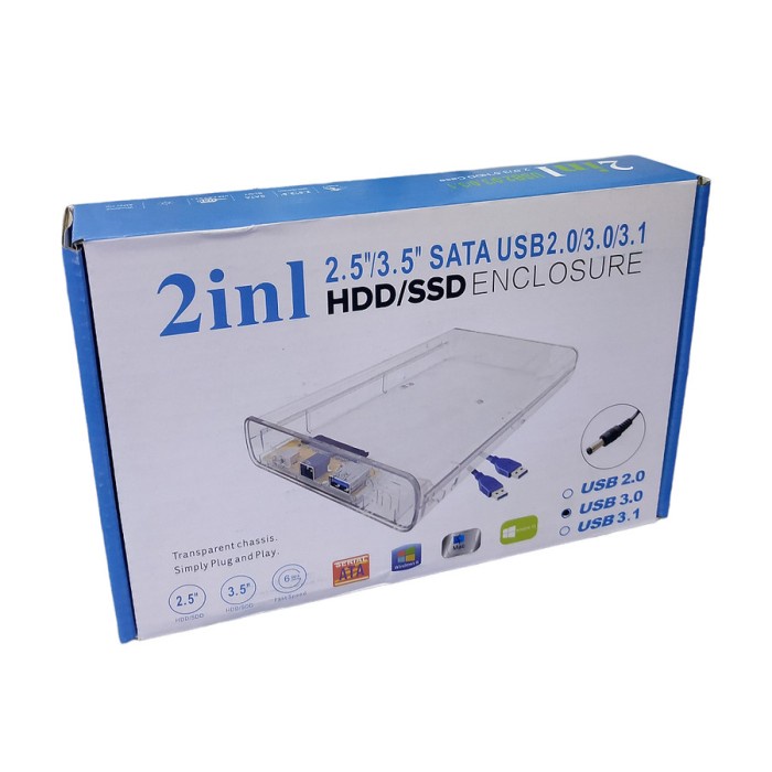 Casing HDD External 3.5 sata Eksternal External 3,5 inch case 3.0 Transparan