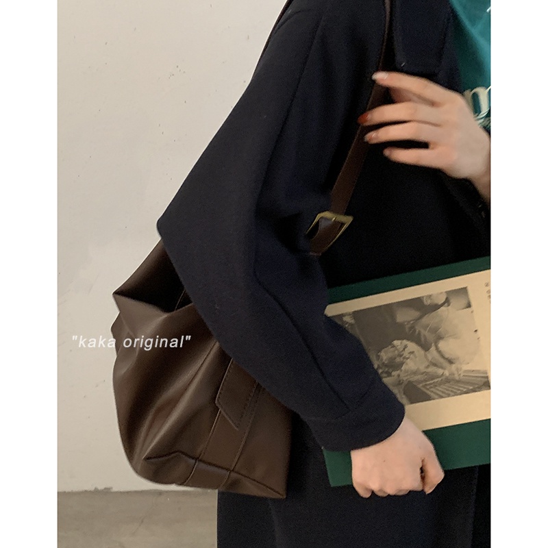 Suhao all-match ins messenger bag wanita 2022 baru trendi fashion kasual tote bag tekstur niche tas ketiak bahu tunggal