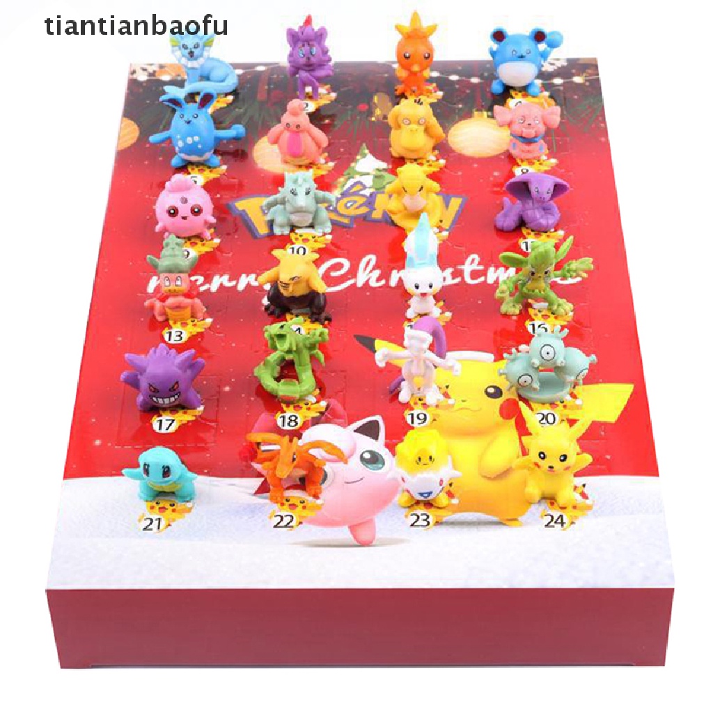 24 PCS Mainan Action Figure Karakter Anime Pokemon Pikachu 2022 Advent Kalender Dengan Kotak Untuk Hadiah Anak