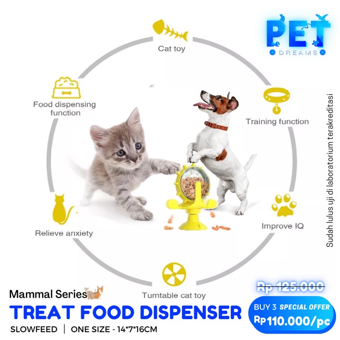 MAINAN KUCING ANJING SNACK DISPENSER TEMPAT MAKANAN GERAK CAT DOG TOY