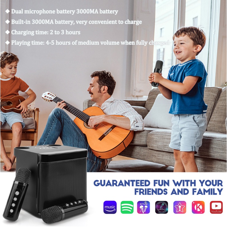 Speaker Bluetooth KARAOKE 2 Mic Wireless TV AUX SPEAKER HF Bluetooth KTV for Mobile Garansi ORI