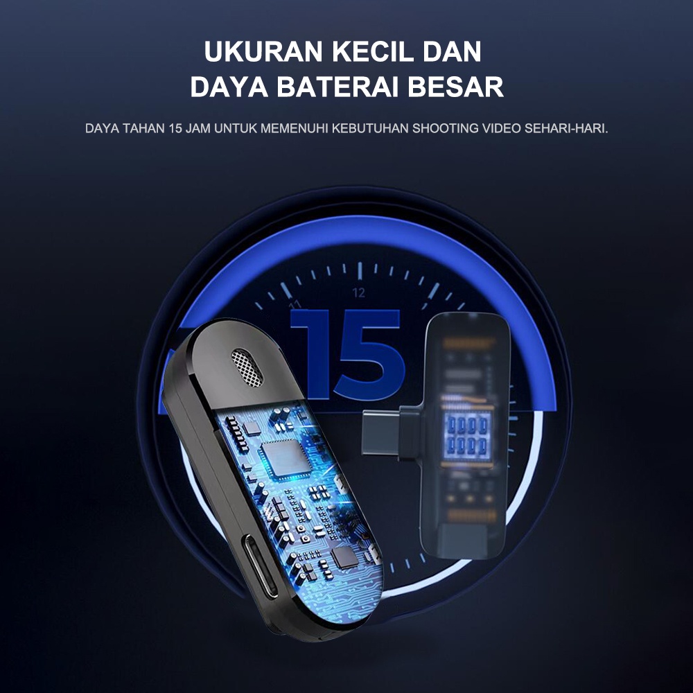 Mic Wireless Microphone Bluetooth Mikrofon Lavalier Nirkabel clip on untuk Merekam YouTube TikTok Facebook Live Stream Vlogging