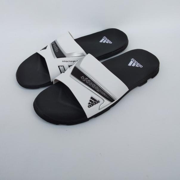 SANDAL PRIA SELOP NITROCHARGE/sandal pria/sandal santai/sandal selop - PUTIH HITAM, 39