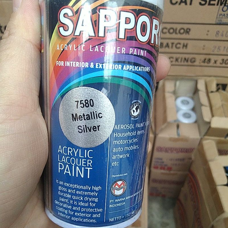 saporo acrylic lacquer paint pilok pilox cat spray sapporo 150ml saporo 7580 metallic silver 150ml