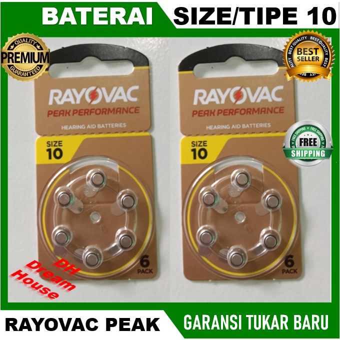 Jual Baterai Alat Bantu Dengar 10 Ukuran 10 ZA10 A10 P10 E10 Rayovac ...