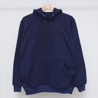 SWEATER HOODIE PULL&amp;BEAR EMBOS 3D FONT TIMBUL NAVY