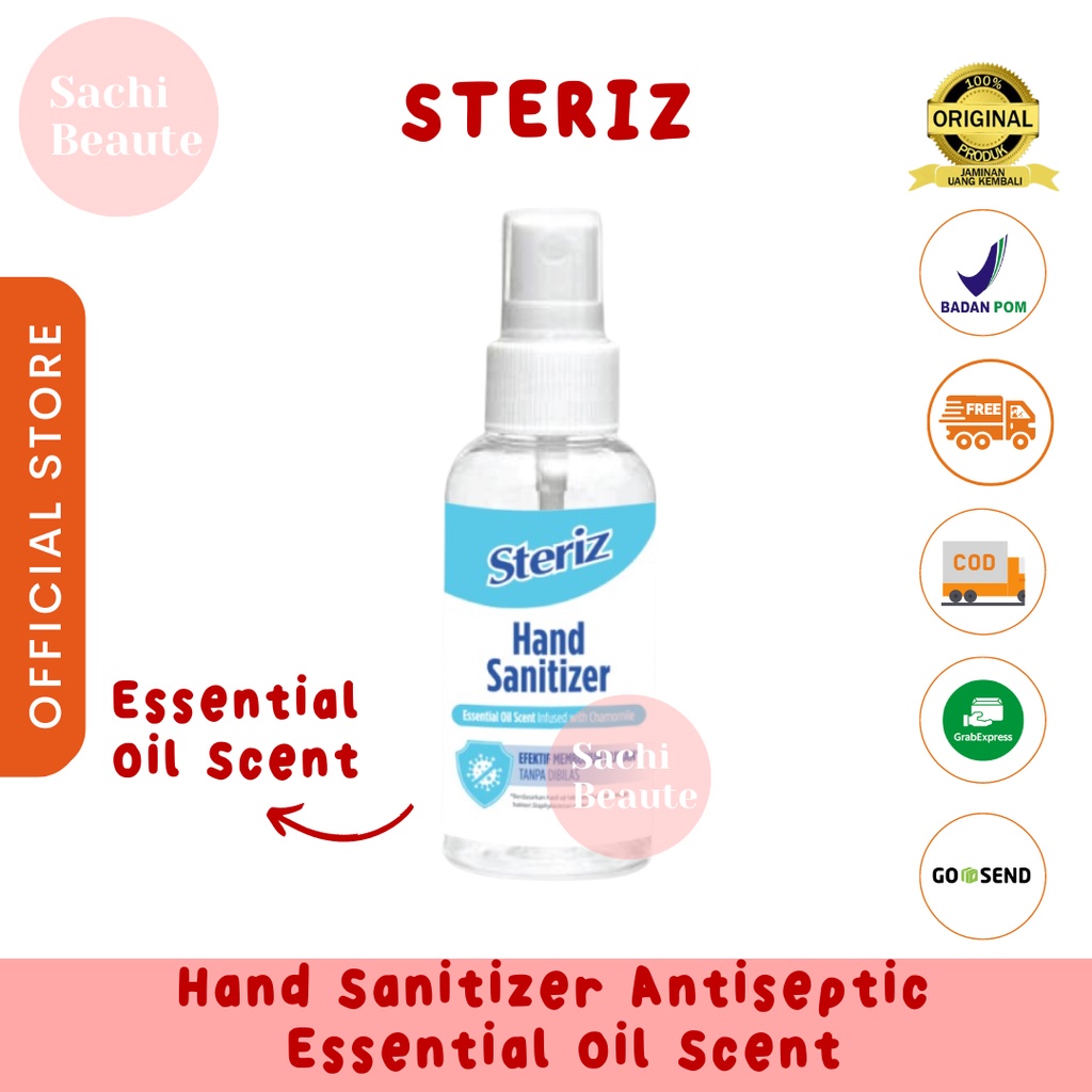 STERIZ Hand Sanitizer Antiseptic Essential Oil Scent 60ml  Pembersih Tangan Cair Membunuh Kuman dan Bakteri Tanpa Perlu Dibilas