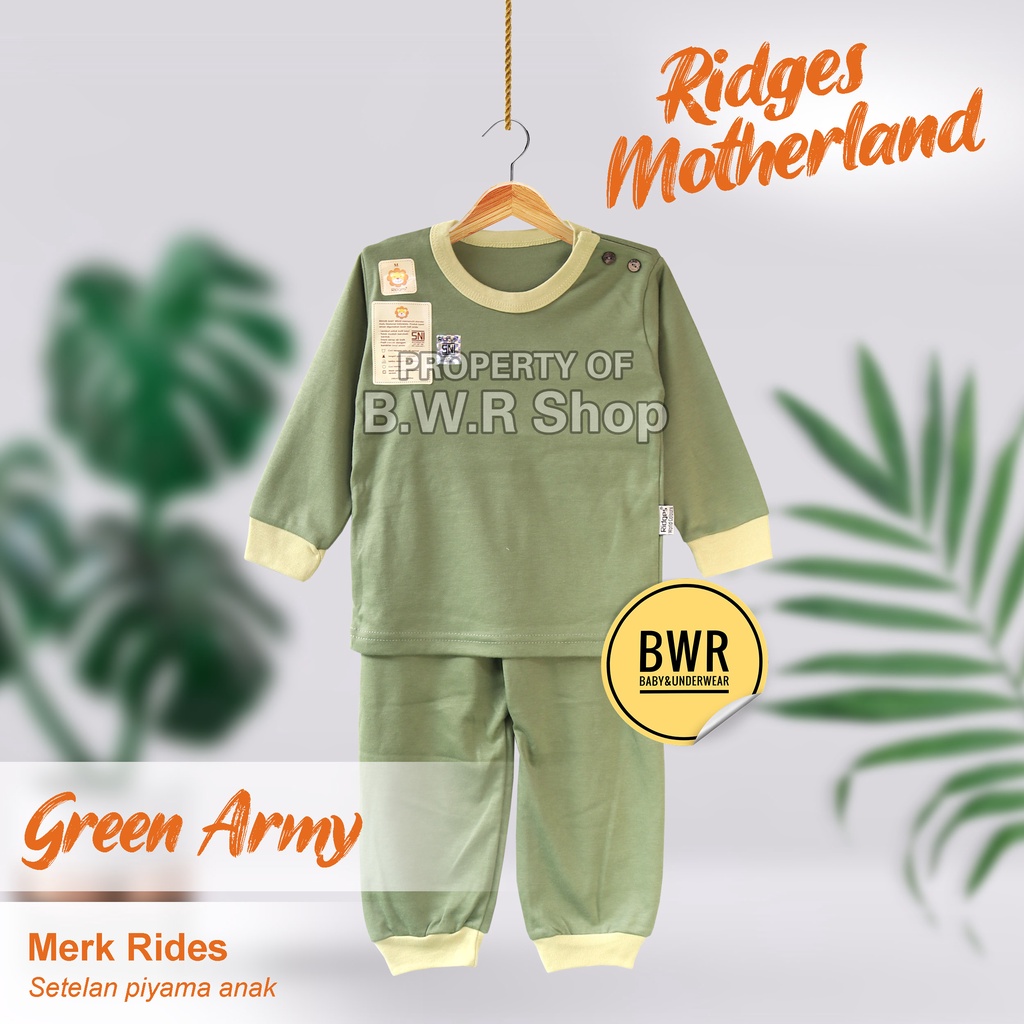 Setelan Anak Ridges PANJANG Motherland Polos / Setelan Piyama Baju Tidur Anak Harian Warna Unisex | Bwr