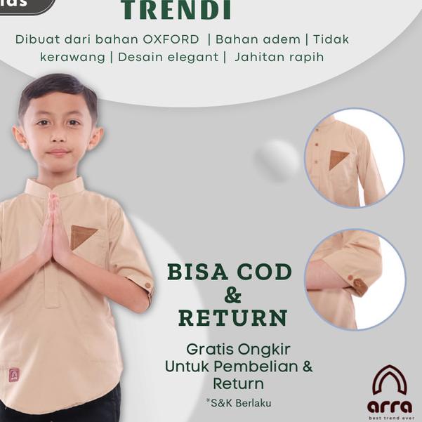 Baju Gamis Anak Baju Koko Muslim Pakistan Anak Laki-Laki AL FARUQ ARRA - KREM, S