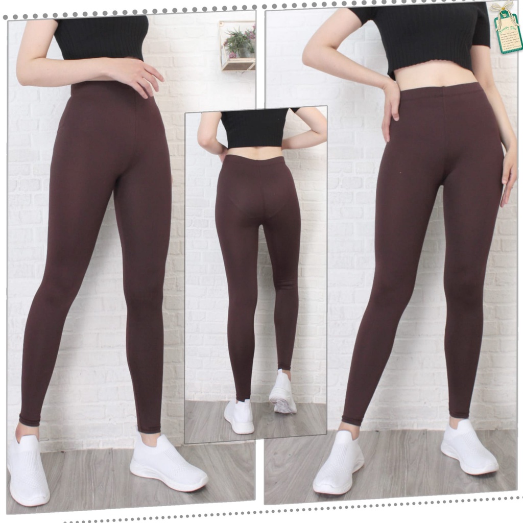 Leging Wanita Dewasa Panjang - Lejing Wanita Tebal -  Celana Legging Panjang Wanita Legging Dewasa Leging Polos-COKELAT