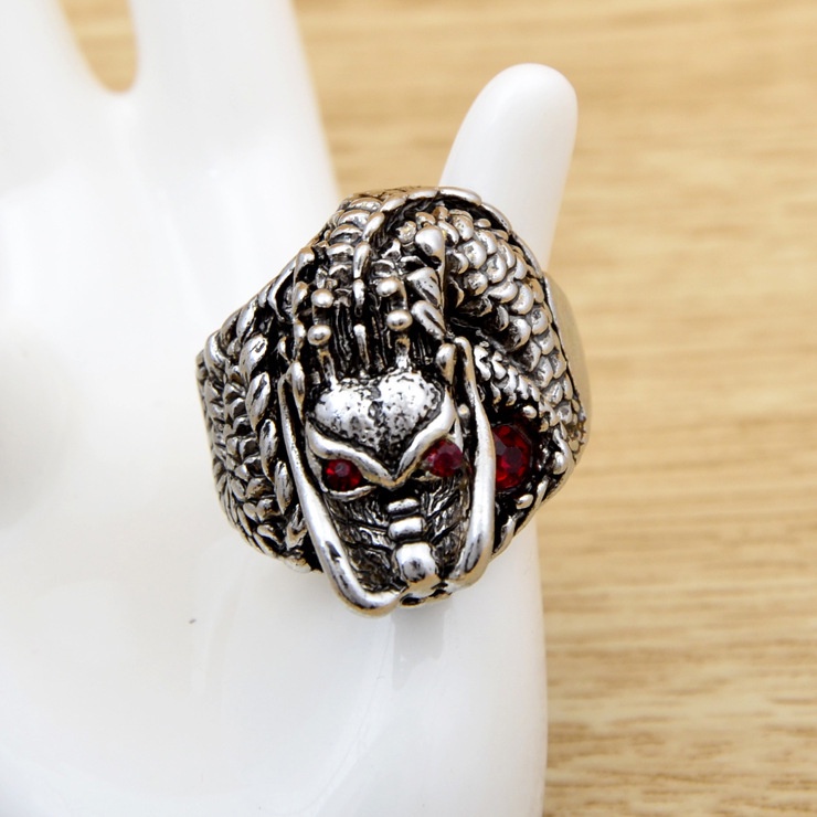 Cincin Titanium steel Desain Kepala Naga Untuk Pria