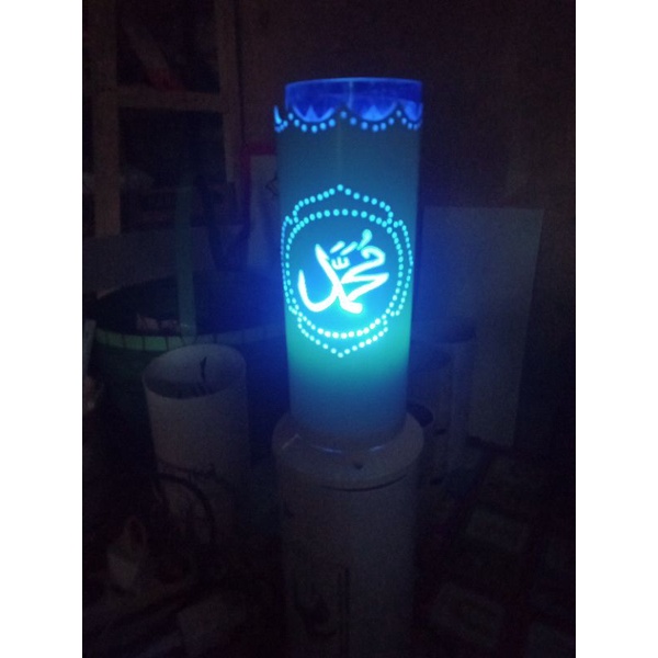 Lampu Hias Ukir Paralon PVC motif Allah & Muhammad - Putih, Allah Muhammad