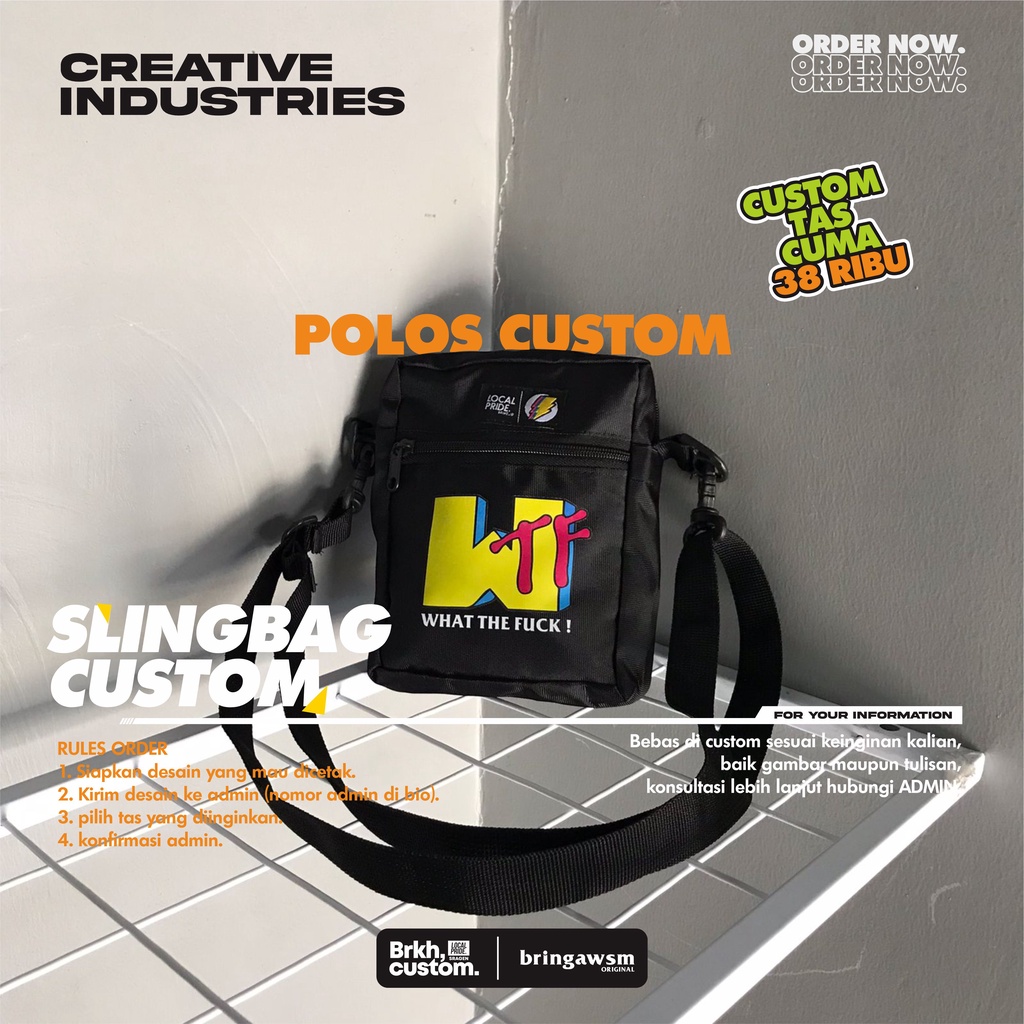 SLINGBAG CUSTOM FREE DESAIN SLINGBAG DISTRO SLINGBAG CASUAL TAS SELEMPANG BAHU PREMIUM BRKHCUSTOM