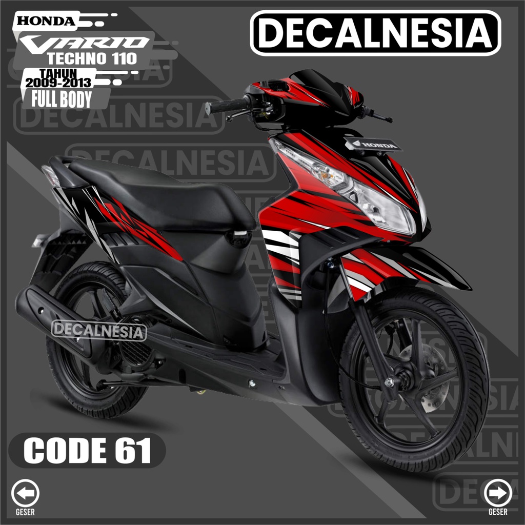 Decal Vario Techno 110 Full Body Stiker Karbu 2009 2010 2011 2012 2013 Sticker Motor Honda Aksesoris