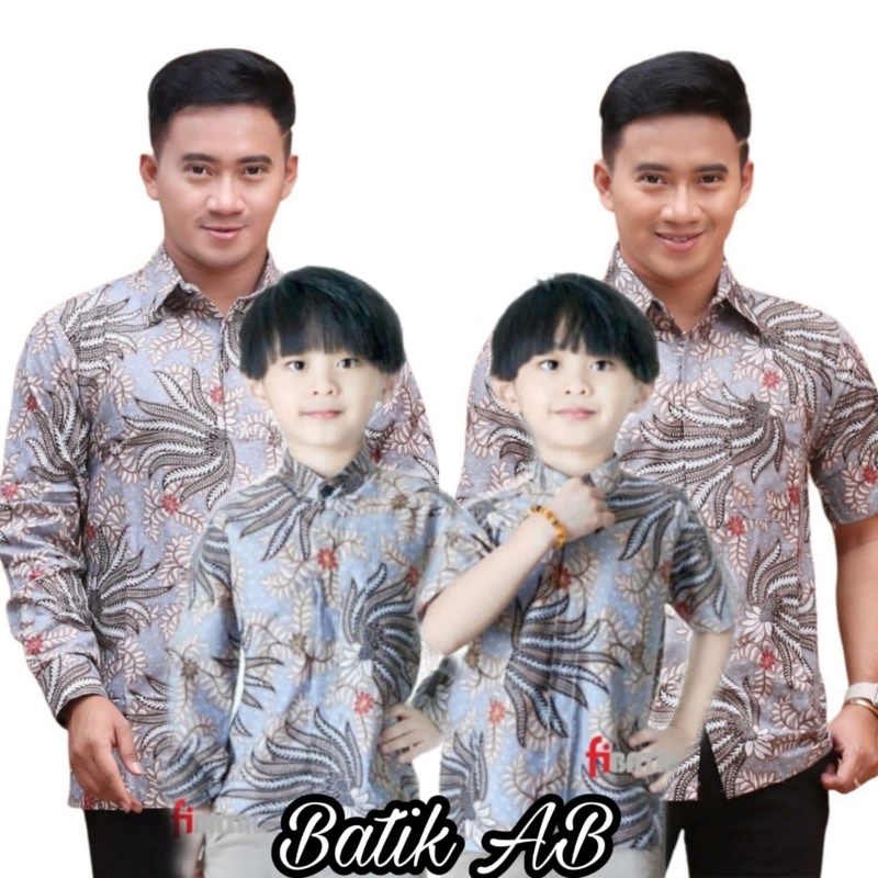 BATIK COUPLE SWEET // COUPLE BATIK AYAH DAN ANAK COWOK // BATIK MOTIF KUBIS ABU TERLARIS