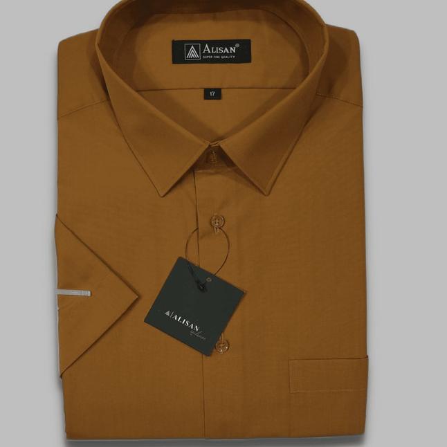 Kemeja Alisan Polos Lengan Pendek JUMBO SIZE 16,5 17 17,5 - Coklat 7, 16,5 | 2XL