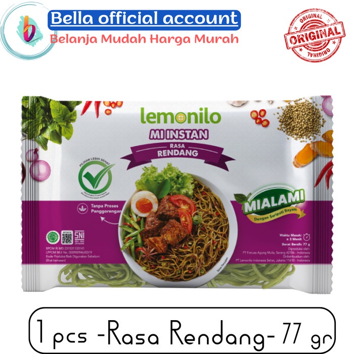 Lemonilo Mie Goreng Rasa Rendang 1 pcs 77 gr
