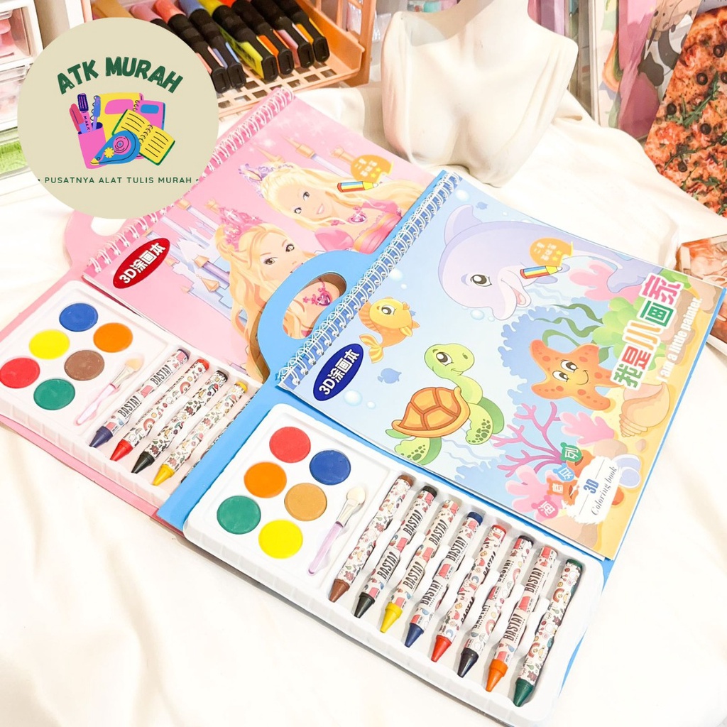 

COLORING BOOK SET HDS KRAYON DAN KERTAS GAMBAR FREE KUAS