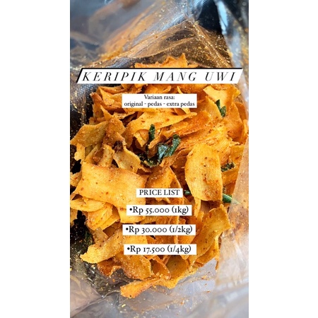 

Keripik Singkong Pedas Daun Jeruk