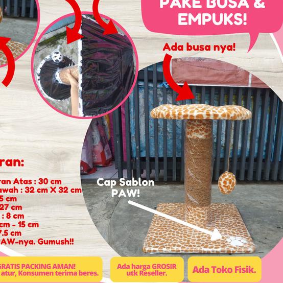 Cat Tree PAW Garukan Cakaran Condo Scratcher Kucing Tali Bola