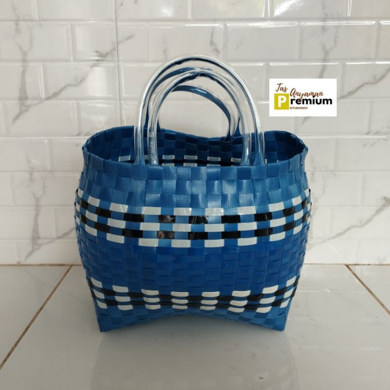 (UK 4 Sarung) Tanggung Oval (23x14x23cm) Tas Anyaman/Tas souvenir/Tas hajatan/Tas Belanja