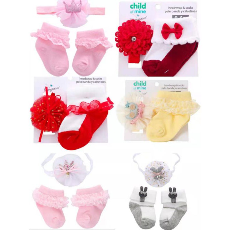 Set Bandana &amp; Kaos Kaki Bayi 2in1 (1 Set = Bandana + Kaos kaki)