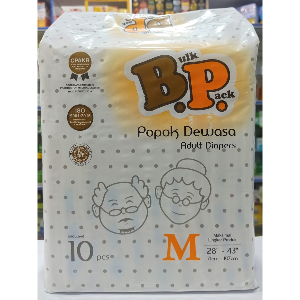 Popok Dewasa BP Bulk Pack Perekat Ukuran M 10 Pcs