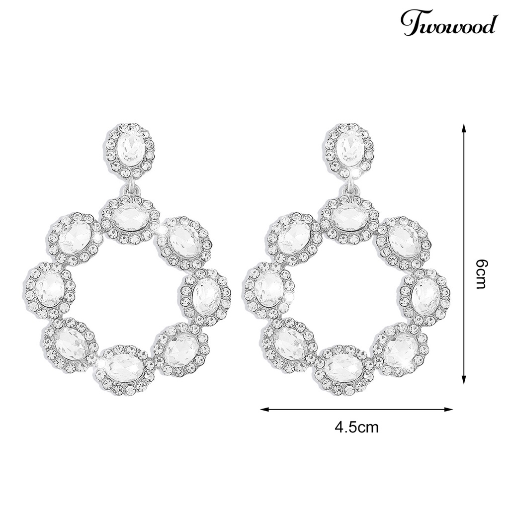 1 Pasang Anting Stud Hias Liontin Geometris Berlian Imitasi Gaya Vintage Untuk Wanita