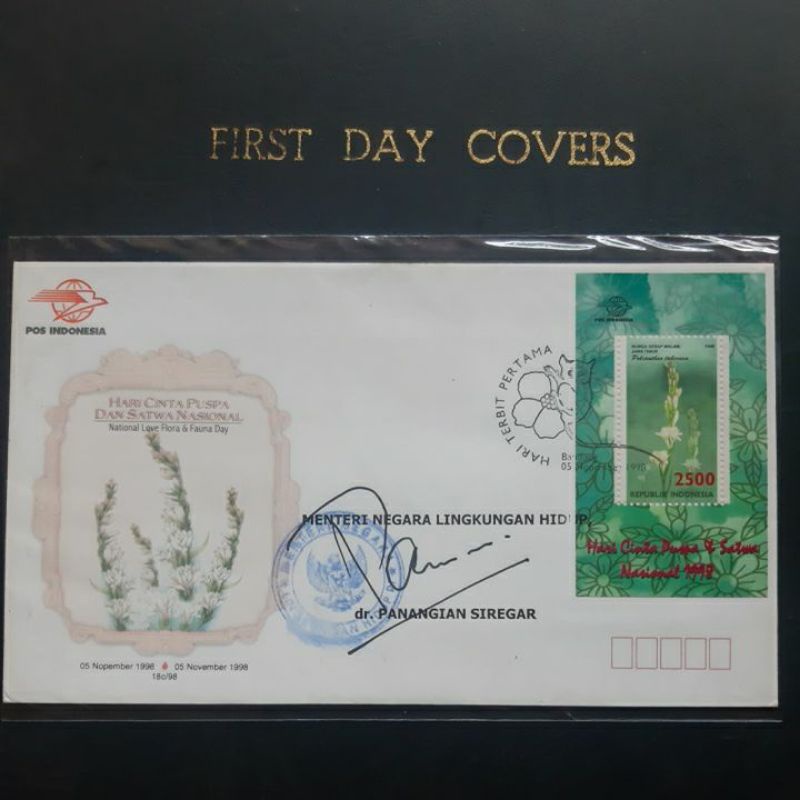 

Sampul prangko SHP Cinta Puspa 1998 tt dr Panagian Menteri Lingkungan