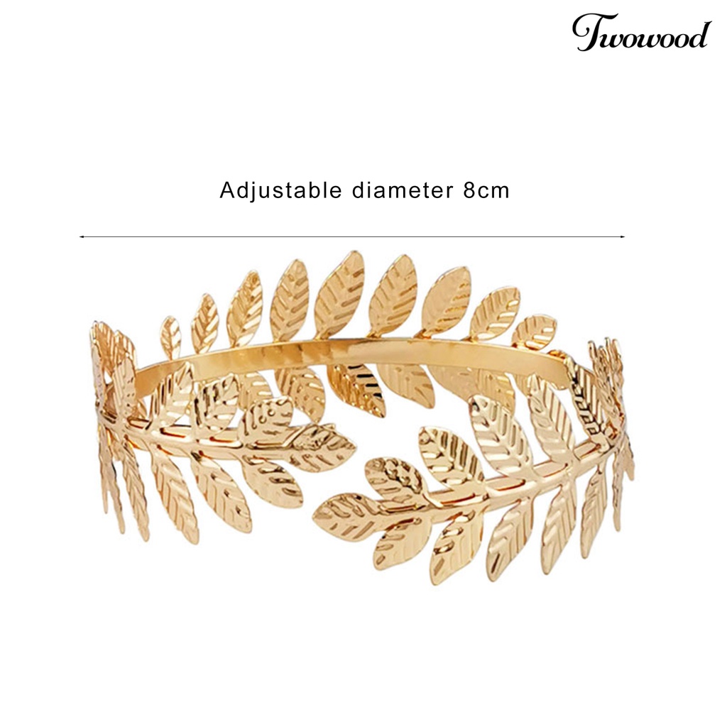 Gelang Model Terbuka Desain Daun Bahan Alloy Gaya Minimalis Adjustable Untuk Hadiah Natal