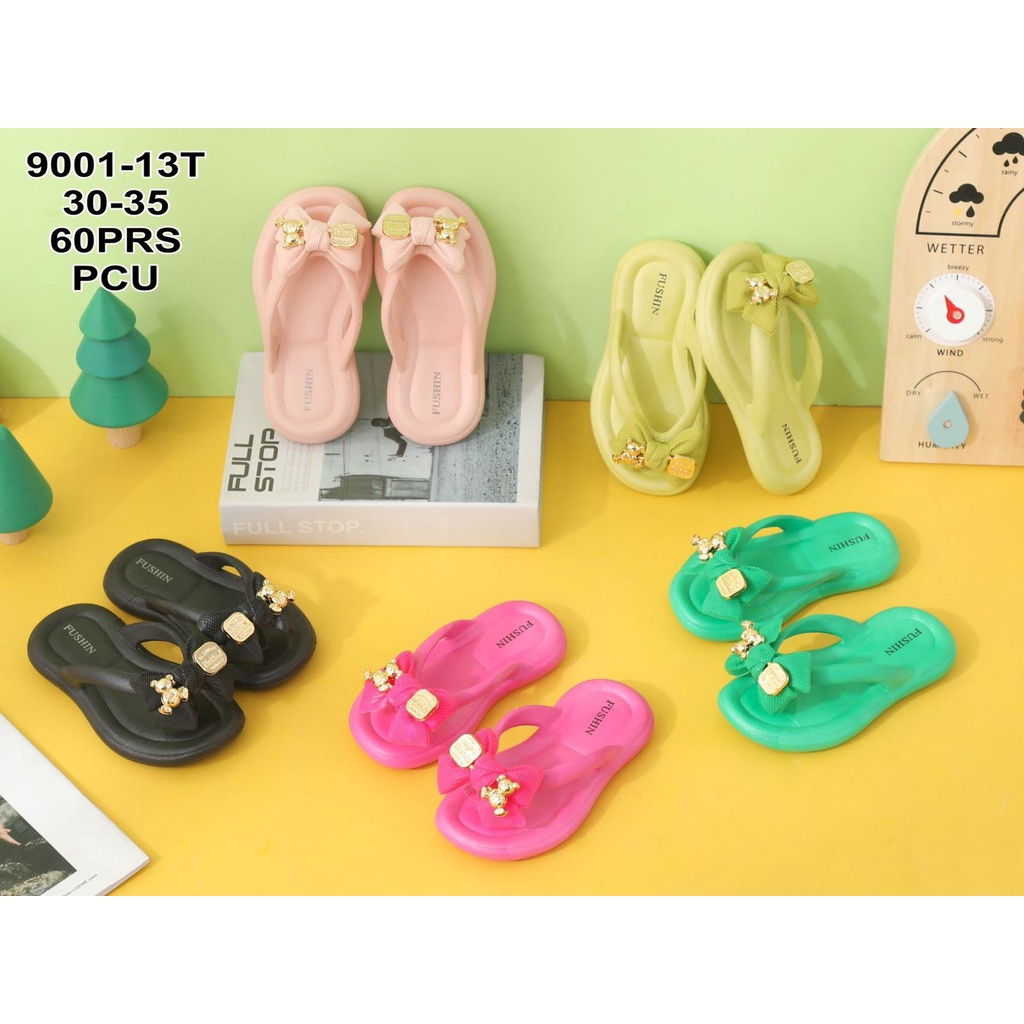 sandal anak tanggung jepit pita jibbitz bear terbaru 8001-A1 (24-35) sandal jepit anak terbaru 2022