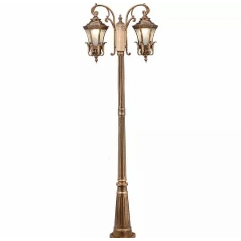 Lampu Taman Tiang Outdoor Cabang 2 Lampu Hias Jalan Tinggi 3 Meter