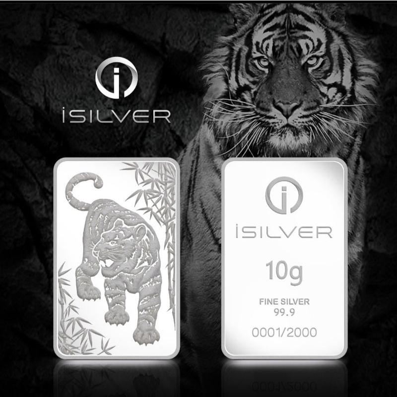 Perak Batangan isilver Harimau 10gr silver bar not antam srh nadir rcm pamp alfath