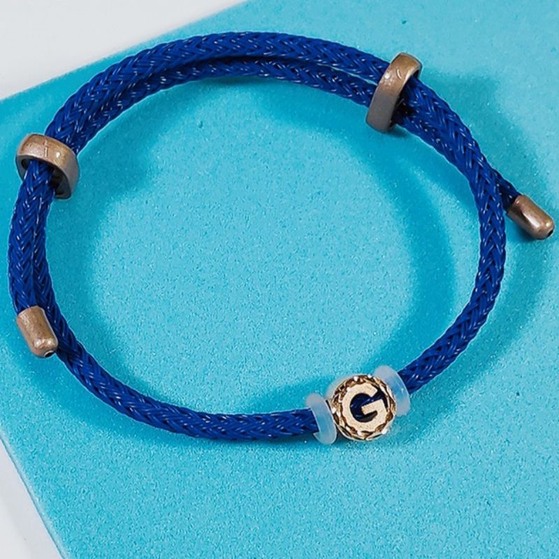 Gelang Tali Inisial Huruf G Bulat Elegant Emas Asli