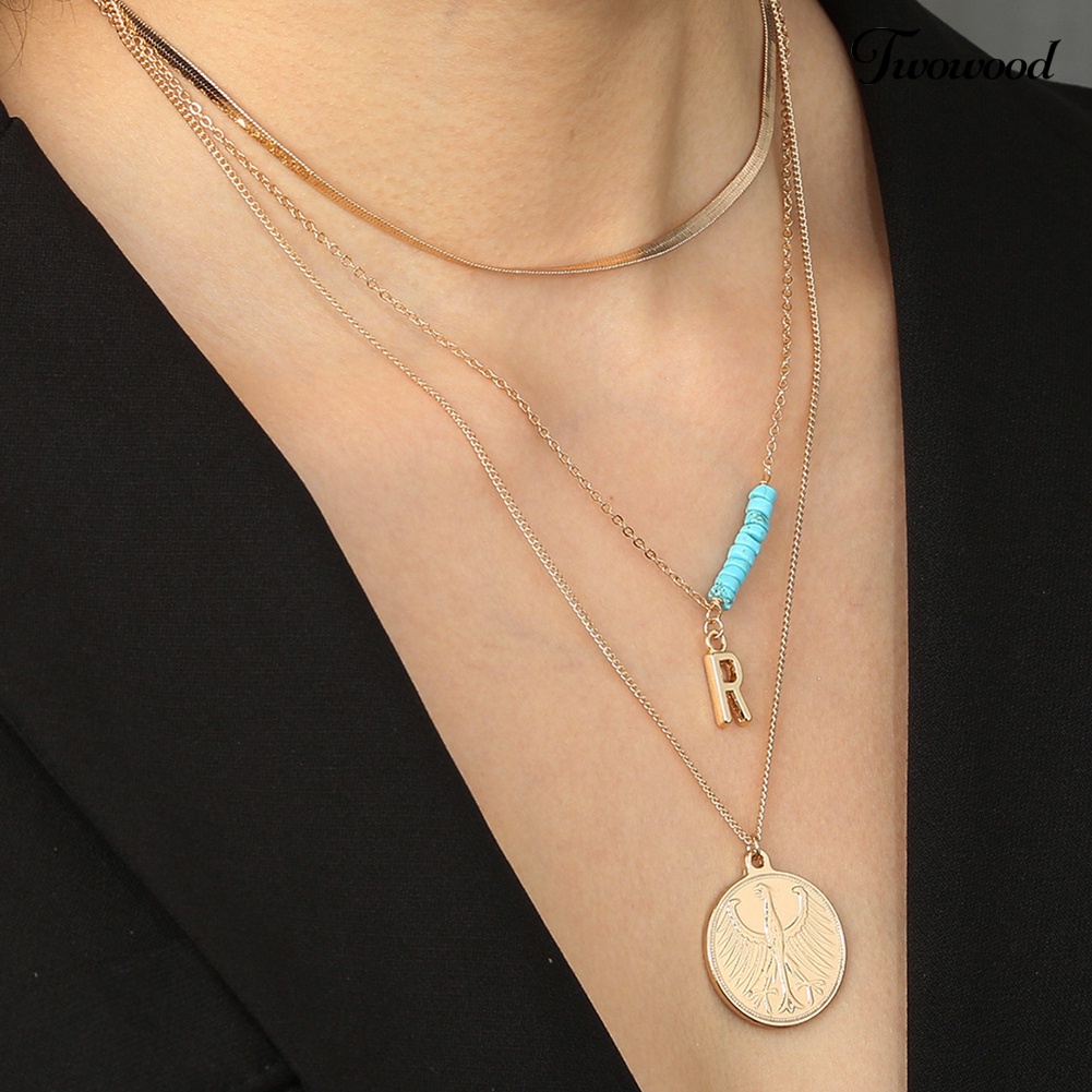 Kalung Rantai Multilayer Dengan Liontin Salib Gaya Retro Untuk Wanita