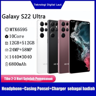 [Baru]Galaxy S22 Ultra Handphone 12GB + 512GB Smartphone 5G Ponsel Android 6800mAh Baterai Besar Ponsel