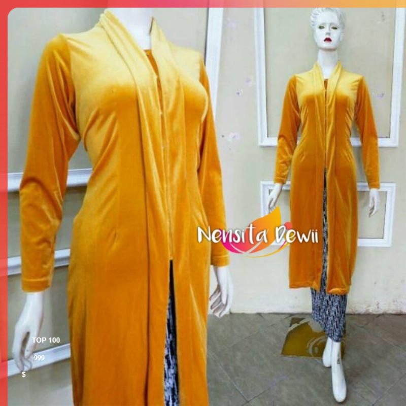Kebaya Kartini Leher V - Body Panjang / Kebaya Bludru Kartini Kebaya Bludru